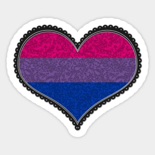 Elegant Bisexual Pride Decorative Heart in Pride Flag Colors Sticker